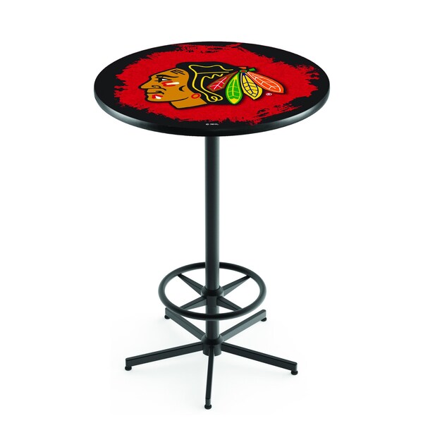 Holland Bar Stool Co 42" Black Chicago Blackhawks Pub Table L216B4228ChiHwk-R - main